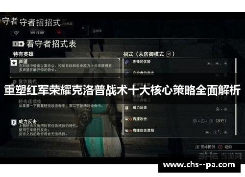 重塑红军荣耀克洛普战术十大核心策略全面解析